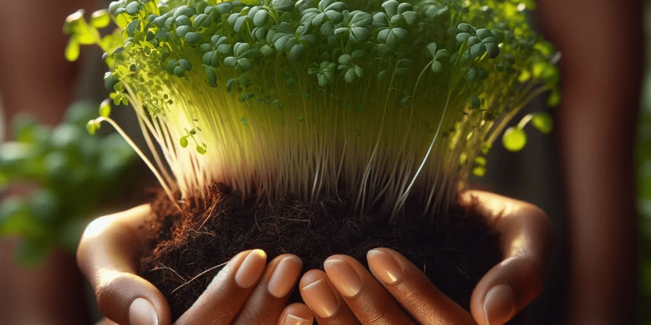 Woman holding microgreens